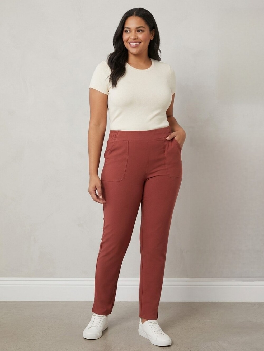 32 Degrees Cool  reddish-brown Twill Pull-On Ankle Pants,front Pocket,Size XXL